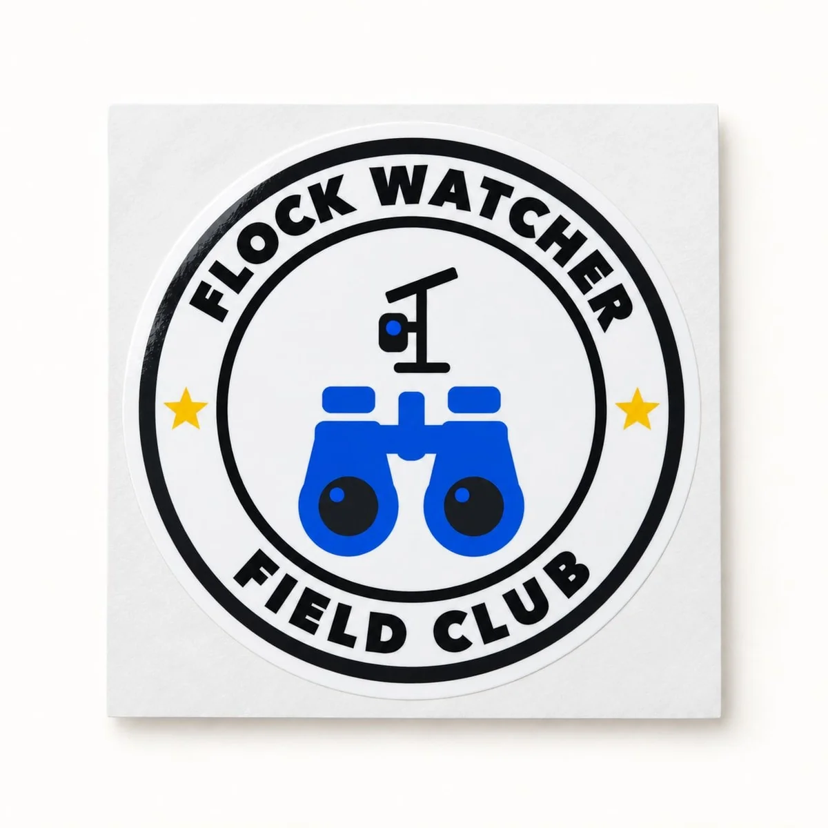 Flock Watcher Field Club Sticker, the sticker on its backing sheet