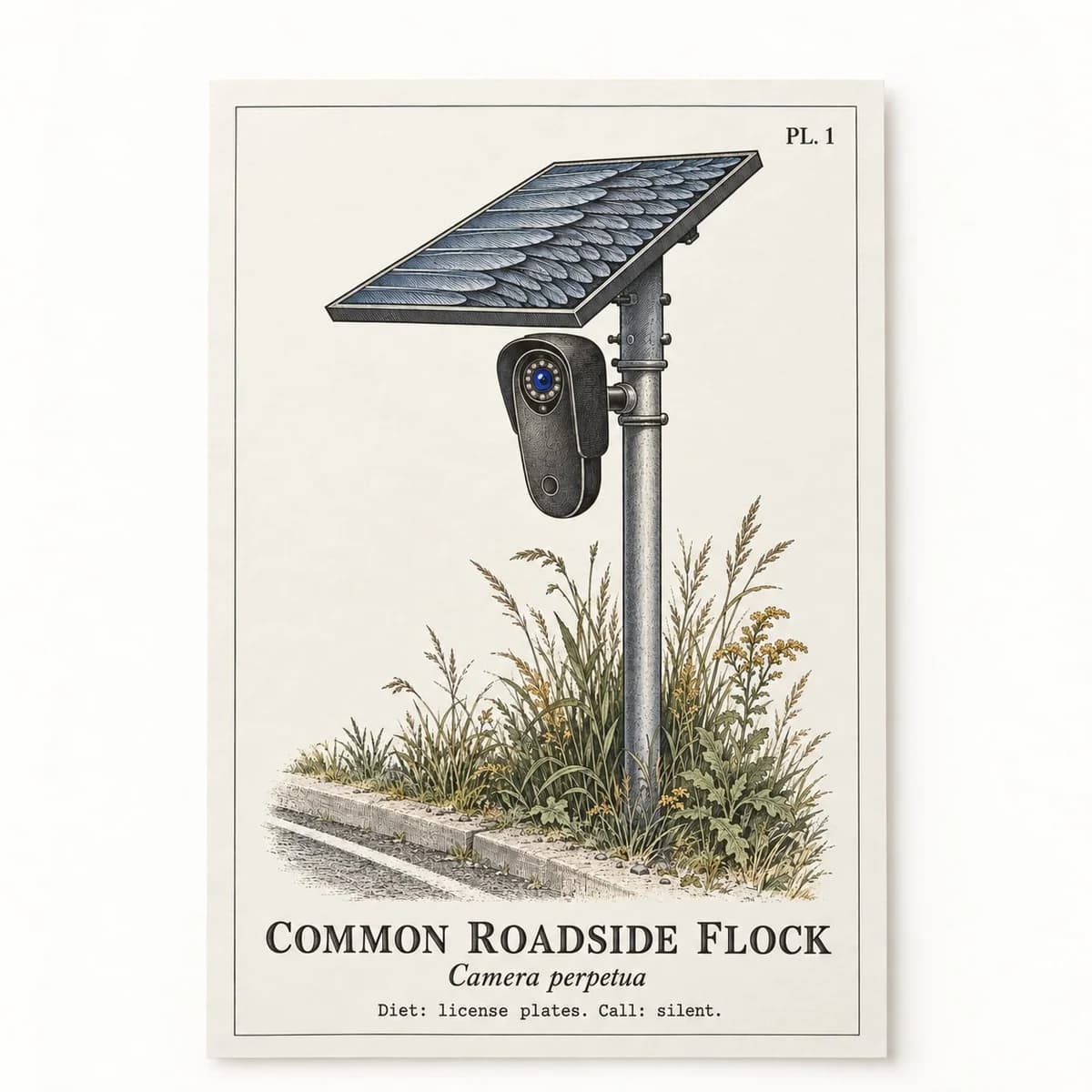 Common Roadside Flock Field Guide Poster, the unframed poster straight-on
