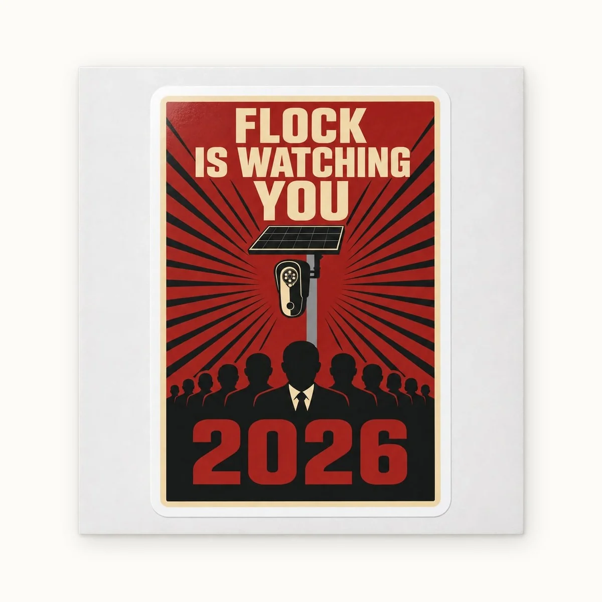 Flock Is Watching You Sticker, the sticker on its backing sheet