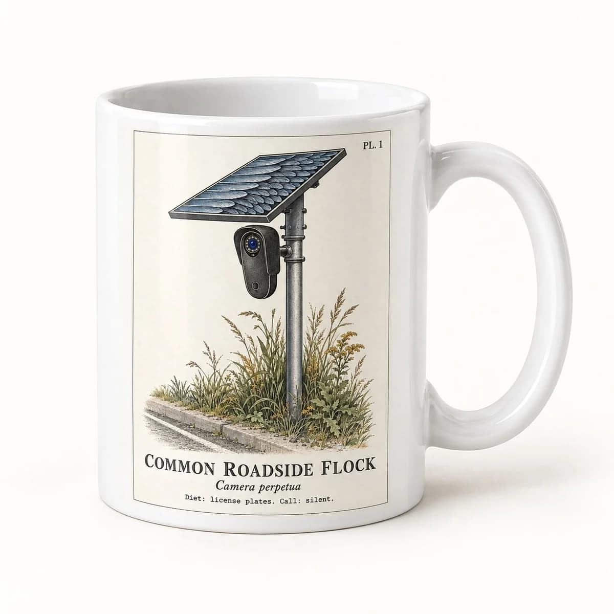 Common Roadside Flock Mug, the 11oz mug at a three-quarter angle