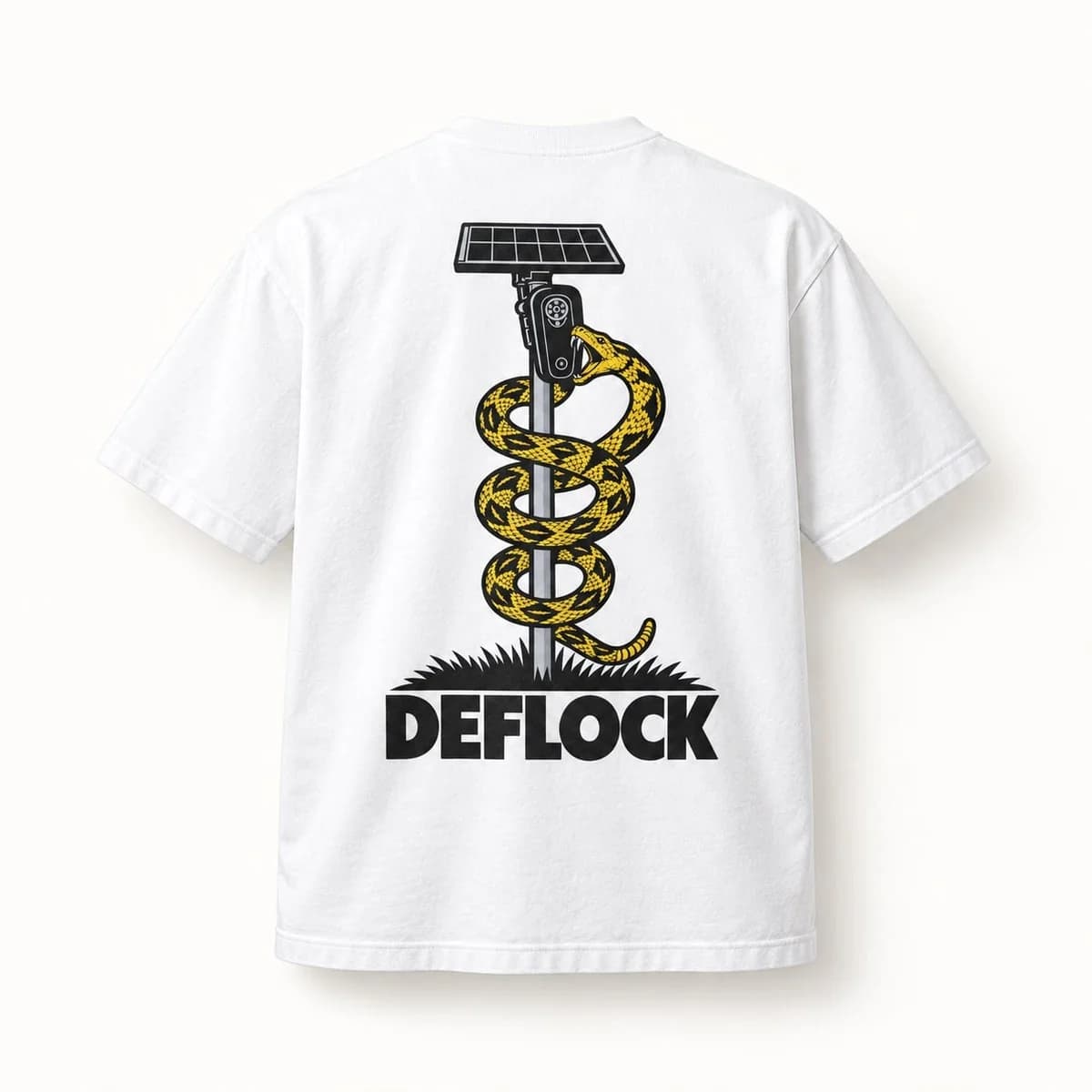 Blind the Eye Rattlesnake Tee in White, back of the shirt